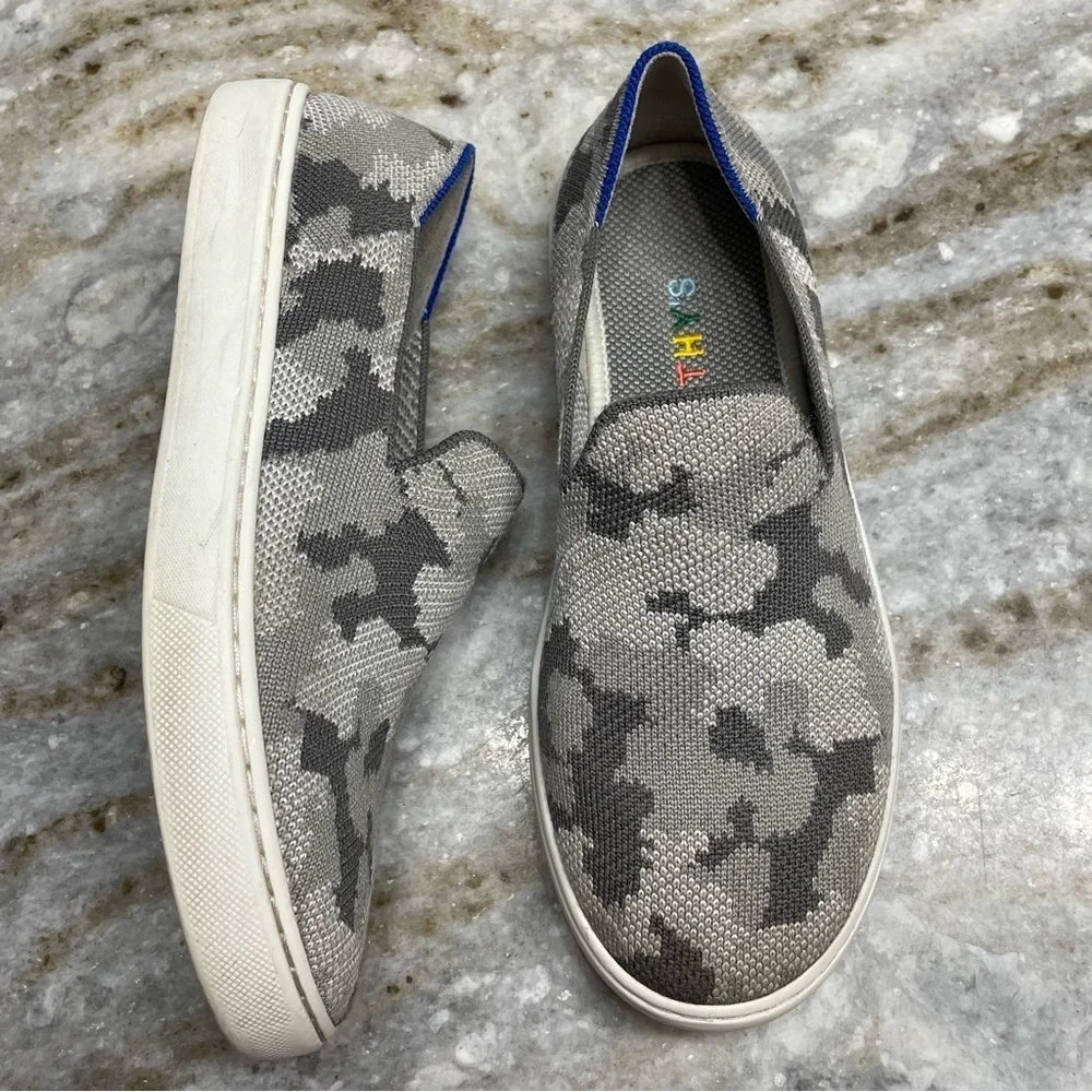 Rothy’s The Kids Sneakers in Gray Camo Size 4